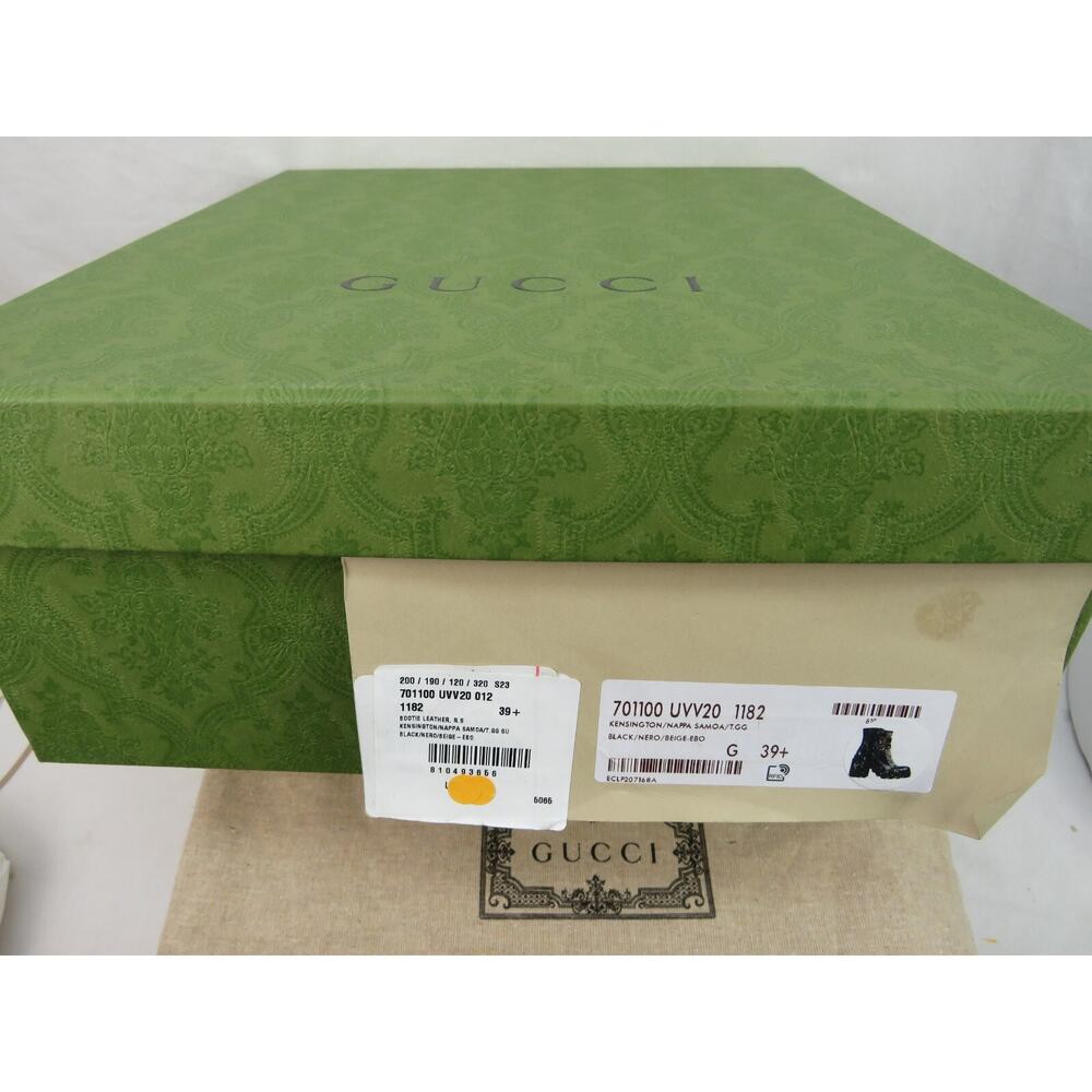 GUCCI SUPREME KENSINNGTON LEATHER LOGO MONOGRAM CRYSTALS BUCKLE SHORT BOOTS 39.5 - Picture 12 of 12